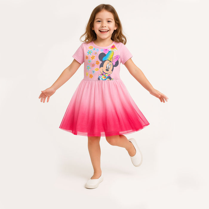 DIS NY Pink Frock Mini Mouse Print With Double Color Net