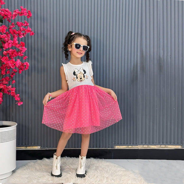 DSN Girl Minnie Mouse Glittery Net Fancy Frock