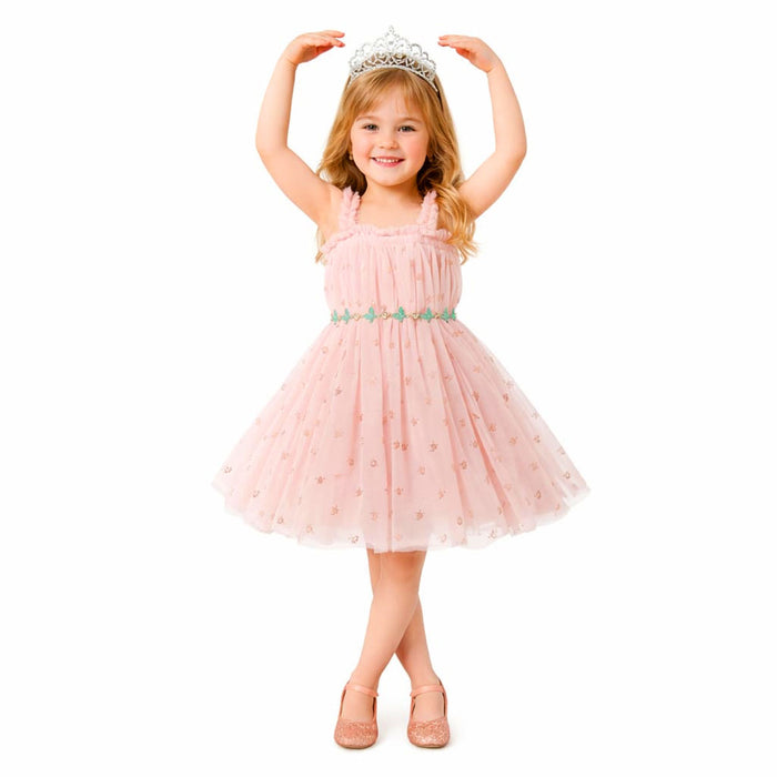 NXT Girl Peach Flower Glitter Fancy Frock