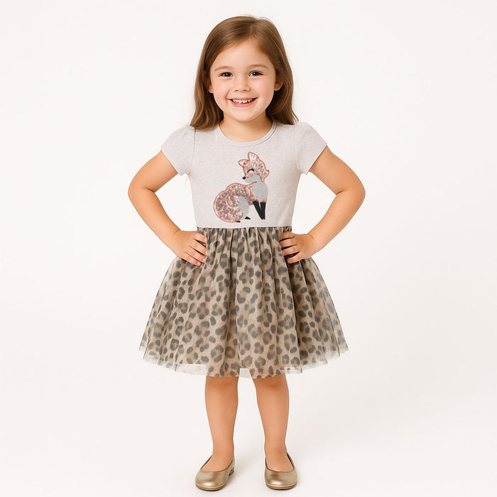 Girl Grey Fox Sequence Fancy Frock