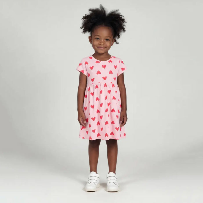 Pink Heart Printed Dress
