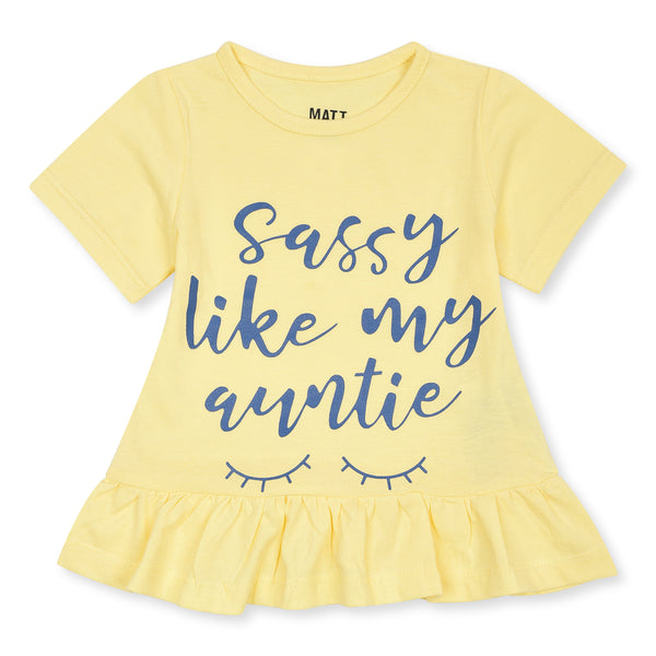 Girl Yellow Top Frock With Sassy Print