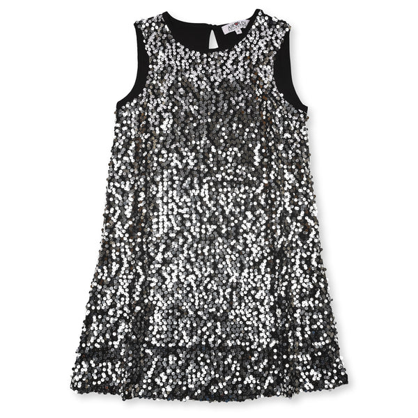 Girls Black Sequence Top Frock