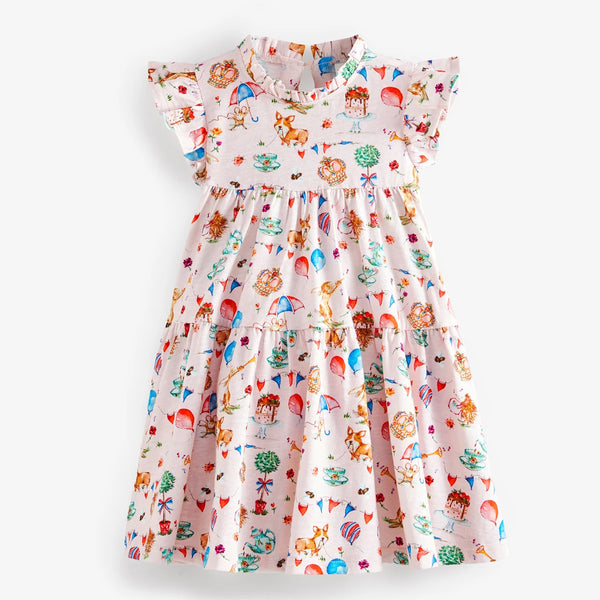 NXT Soft Cotton Jersey Sleeveless Cream Rabbit Printed Frock