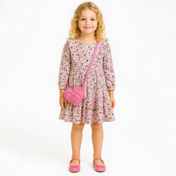 TPL Girl Colorful Flowers Printed Full Sleeves Frock