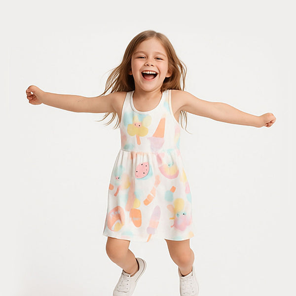 HM Girl White Printed Frock