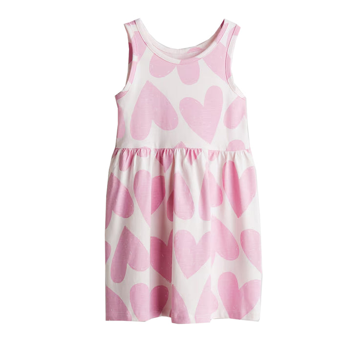 HM Girl Baby Pink Heart Printed White Frock