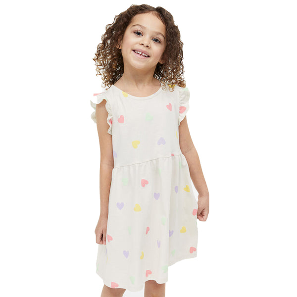 HM Girl Multi Heart Printed Cream Color Frock