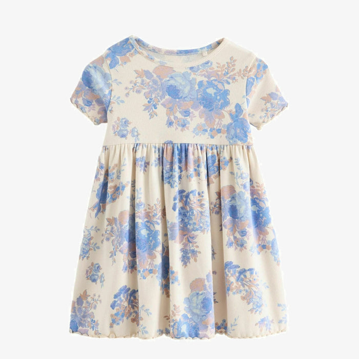 NXT Girl Flowers Printed Puff Sleeves Frock