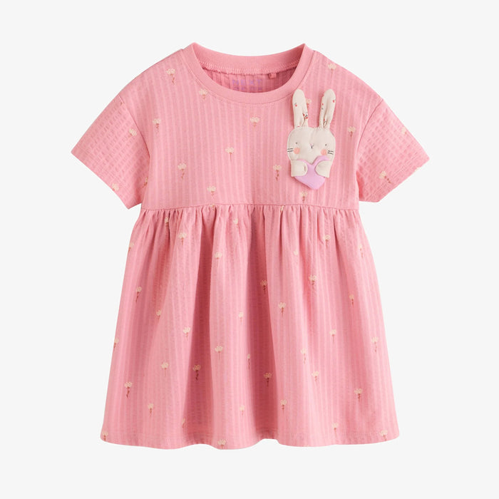 NXT Girl Rabbit Patch Patterned Pink Frock