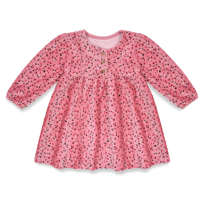 TOPO MINI Girl Pink Flower Printed Winter Frock