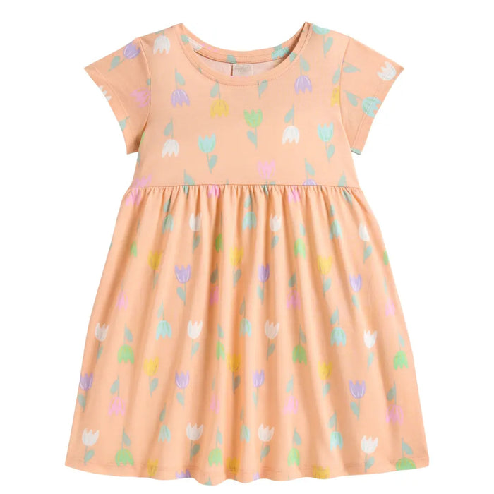 Happy Girls Orange Flower Printed Frock