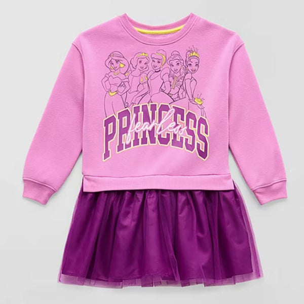 DSN Girl Pink Purpl With Net Sweat Frock