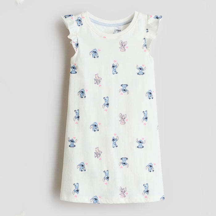 HM Girl White Lilo Character Printed Dress