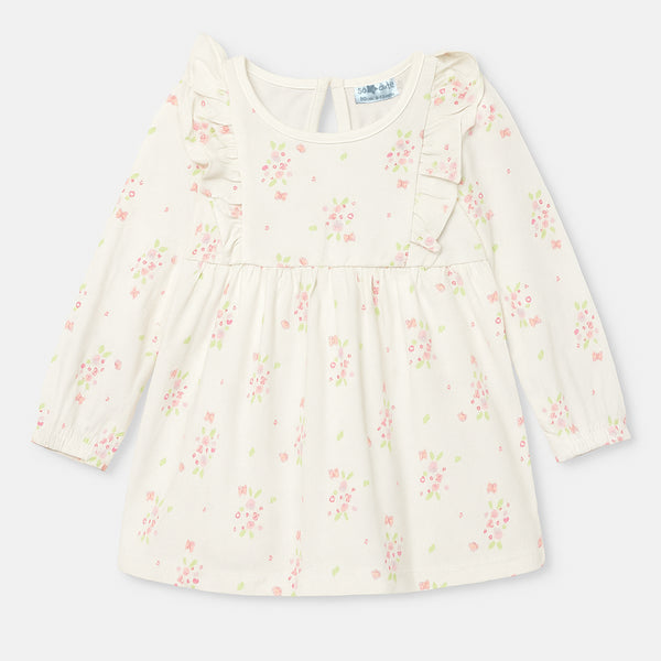 SC Girl White Flowers Printed Frock