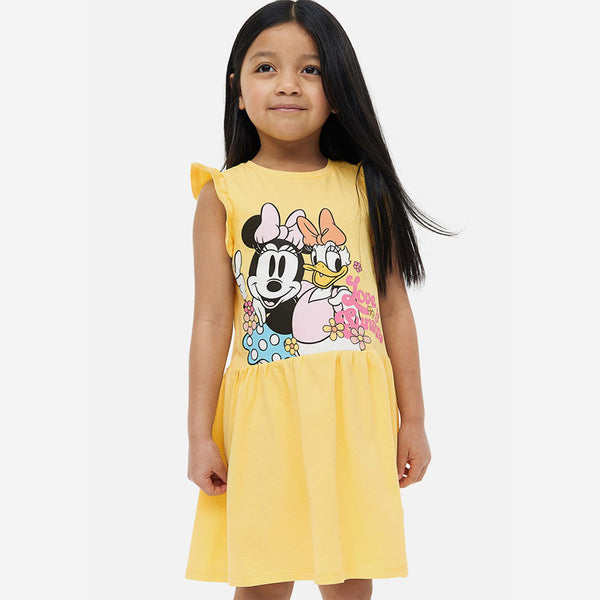 HM Girl Yellow Mini Mouse Character Print Frock