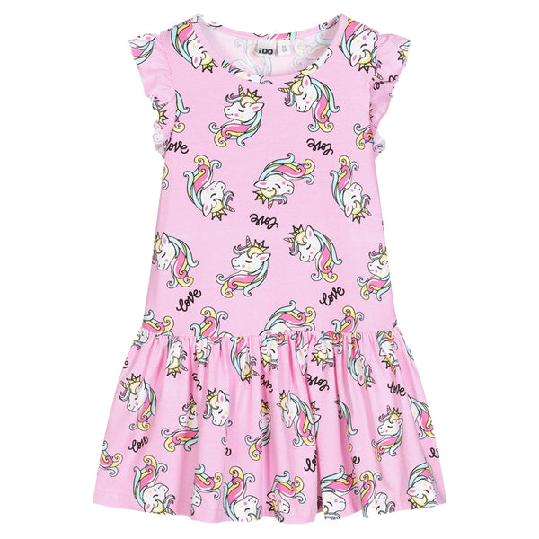 IDO Imported Frill Unicorn Pink Top Dress