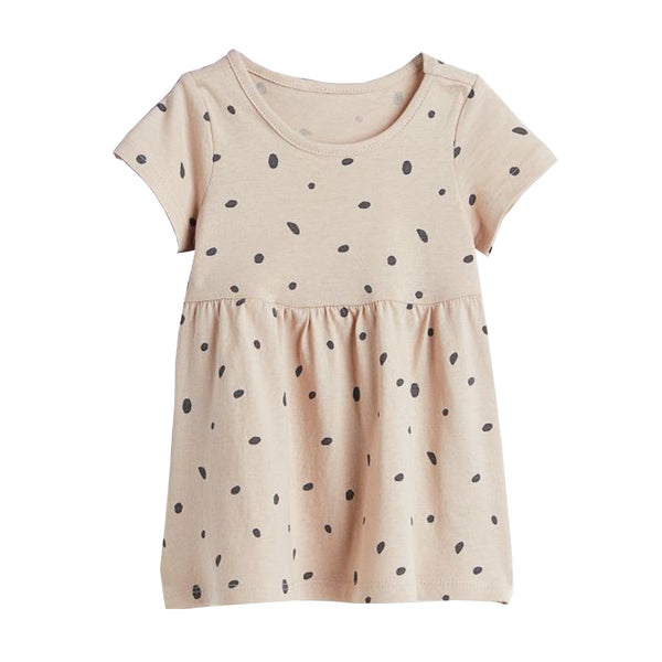 HM Girl Black Polkas Printed Brown Frock