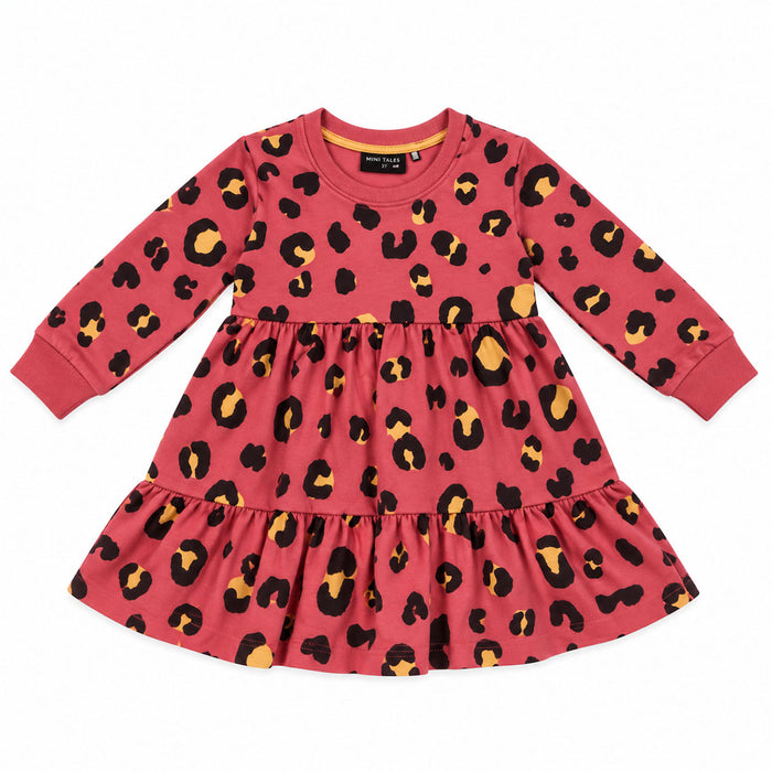 MYKS Girl Red Leopard Printed Sweat Dress