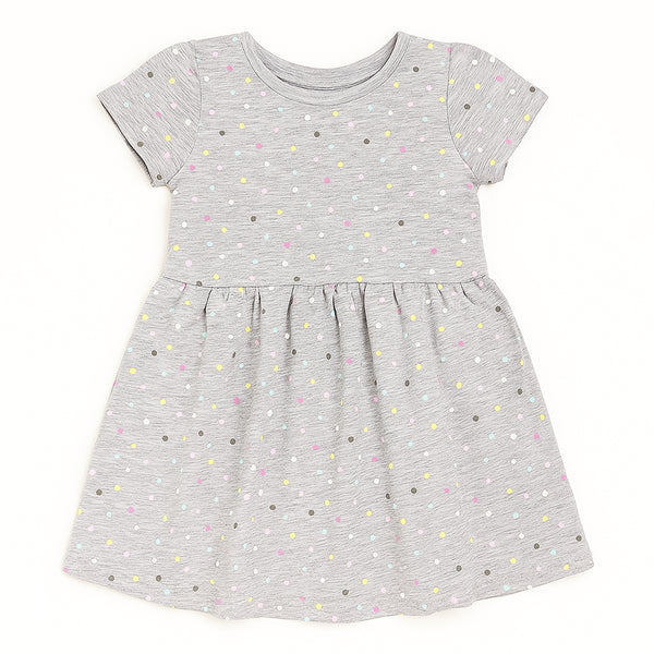 B KIDS Girl Colorful Circle Printed Grey Frock
