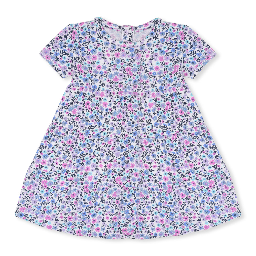 TRB Soft Cotton Jersey White Floral Printed Frock