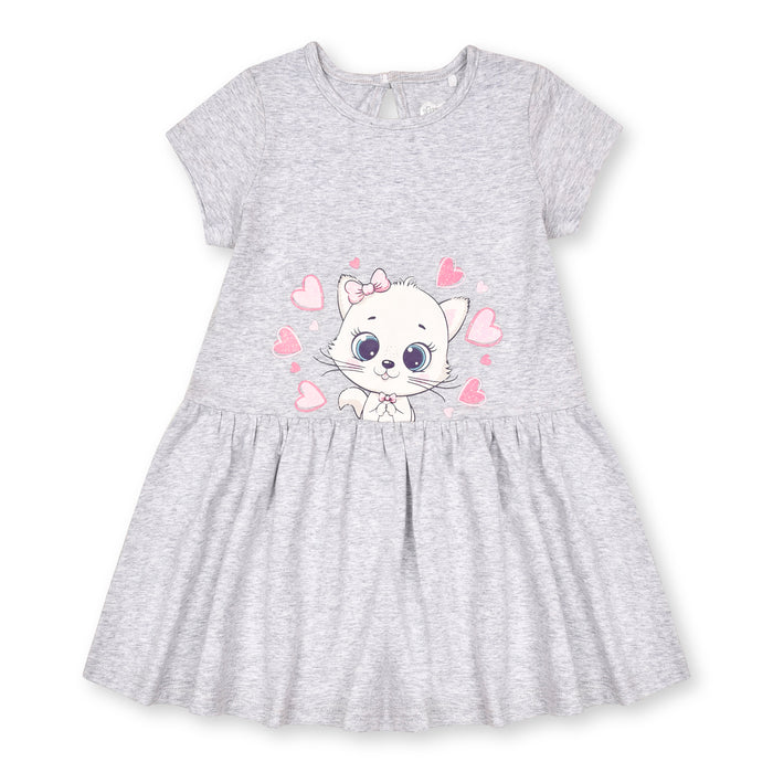 Lan Son Girl Grey Cat Printed Top Frock