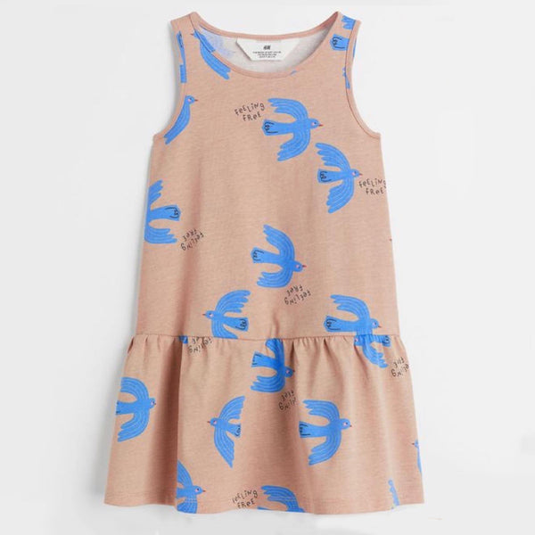 HM Girl Brown Sparrow Print Frock