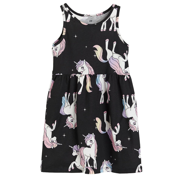 HM Girl Black Unicorn Print Frock