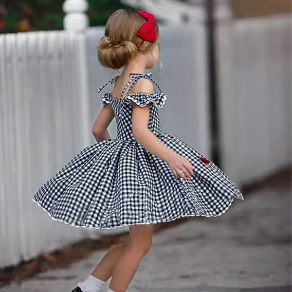 Girl White And Black Lining Top Frock