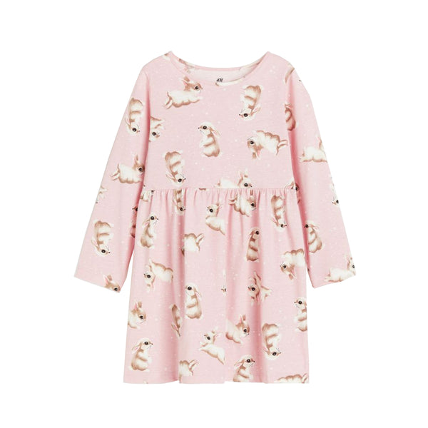 HM Girl Peach Color Rabbit Print Frock