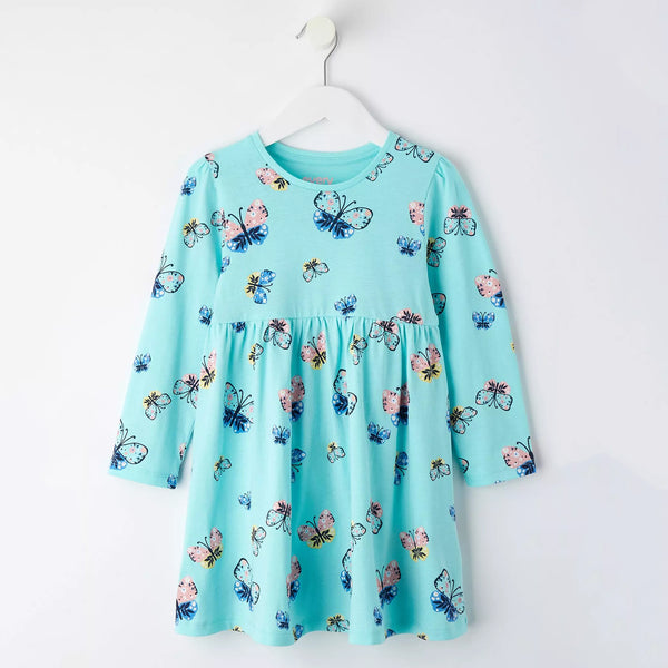 ED Girl Sky Blue Color Butterfly Print Frock