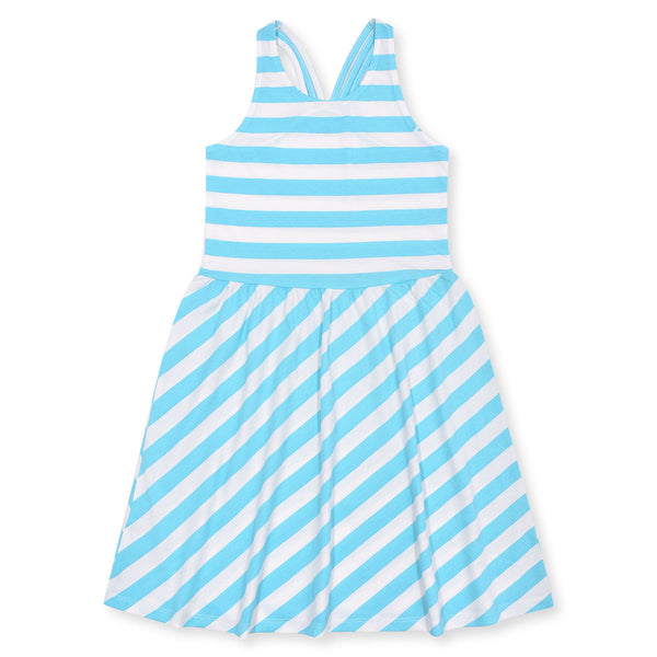 CA Girl Blue and White Lining Dress