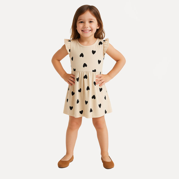 HM Girl Black Heart Printed Frock