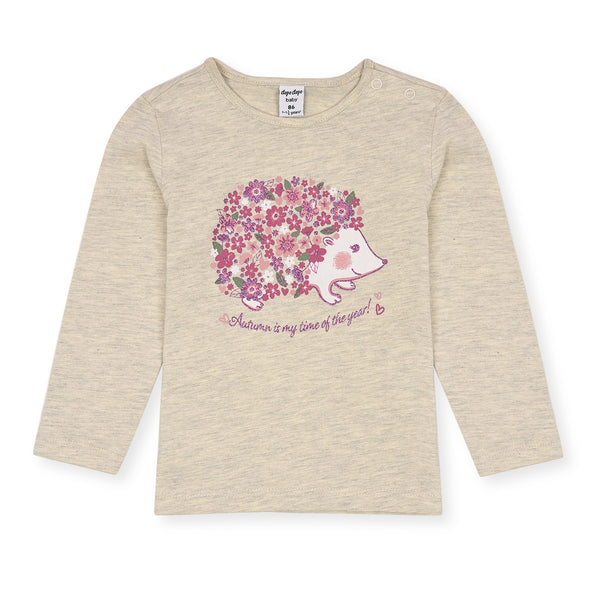 Girls Sliver Grey With Hedgehog Printed Jersey T-Shirt