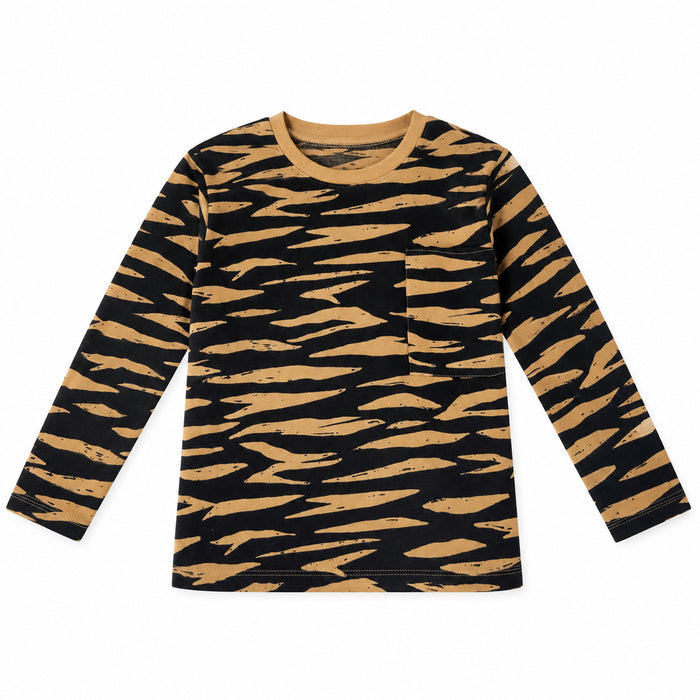MYKS Girl Black & Camel Printed Full Sleeves Shirt