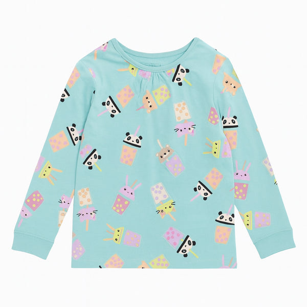 INX TENSO Girl Sea Green With Shakes Glass Printed Full Sleeves Shirt