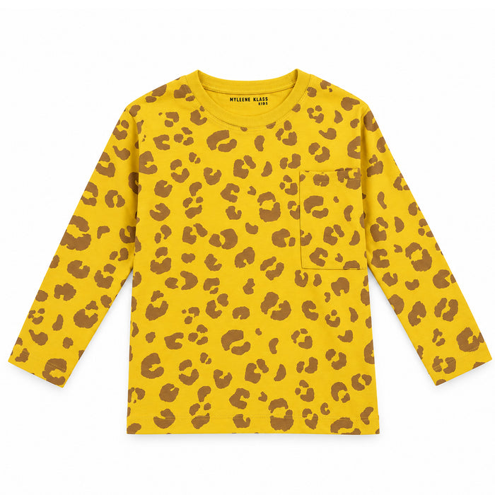 MYKS Girl Mustard Leopard Printed Full Sleeves Shirt