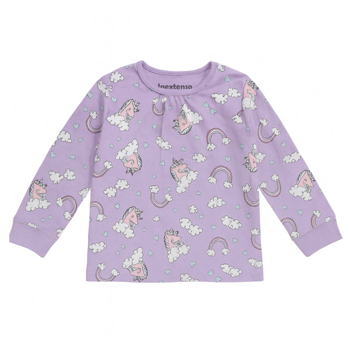 IN EX Girl Purple Unicorn Printed Full Sleeves Shirt