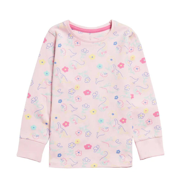MC Girl Baby Pink Flower Printed Full Sleeves Shirt