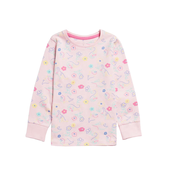 MC Girl Baby Pink Color Flower Print Full Sleeves Shirt