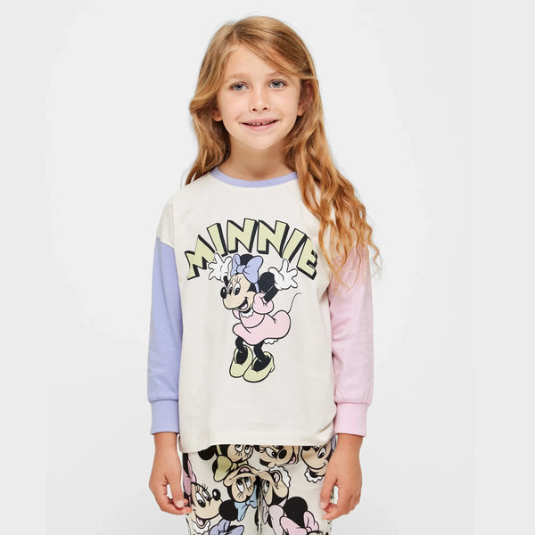 DSN Girl Off White Minnie Mouse Print Full Sleeves Shirt