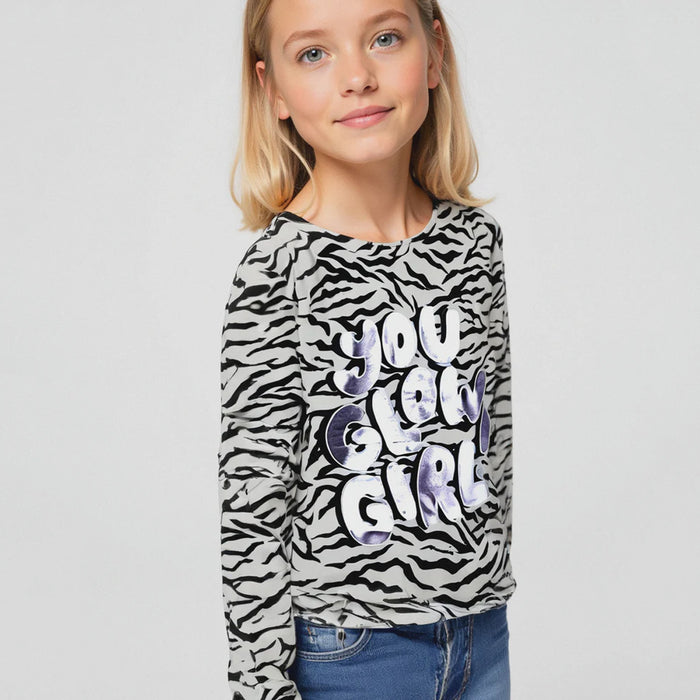PIAZA ITALIA Girl Black Pattern You Glow Girl Printed Full Sleeves Shirt