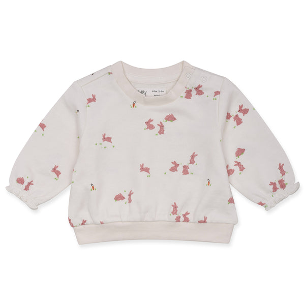 BABY Girl White Rabbit Print Full Sleeves T Shirt