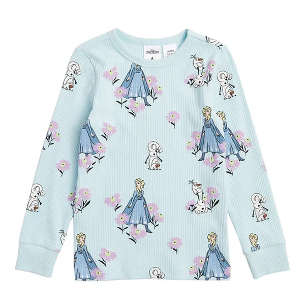 DNF Girl Sky Blue Frozen Character Printed Thermal Shirt