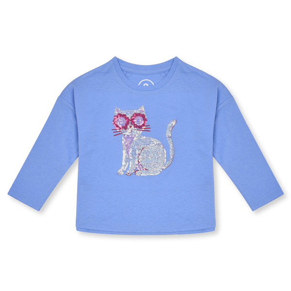 KD Girl Blue Cat Sequence Full Sleeves Shirt