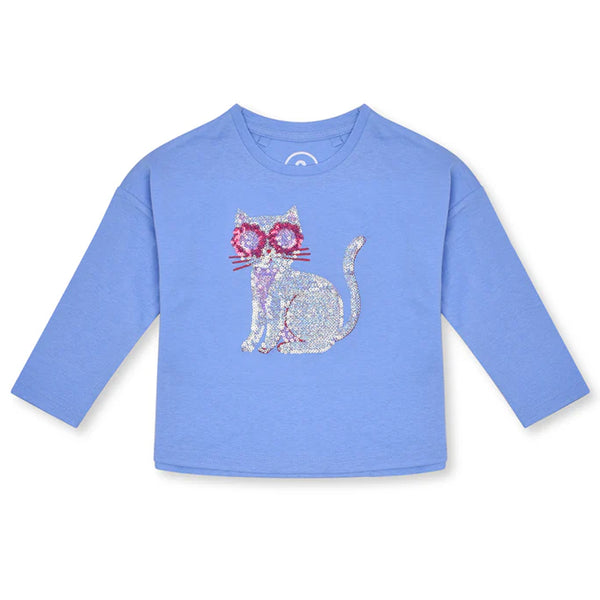 KD Girl Blue Cat Sequence Full Sleeves Shirt
