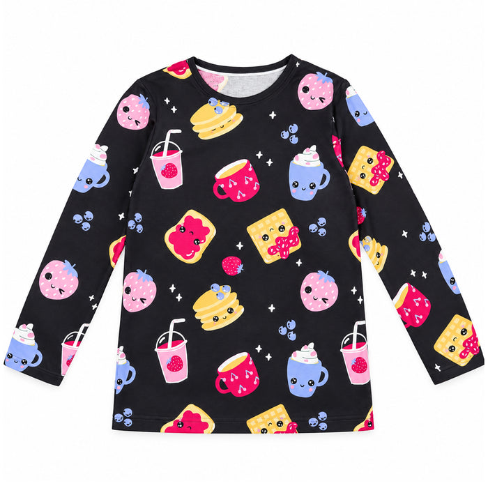 Girl Grey Strawberry and Juice Printed Shirt