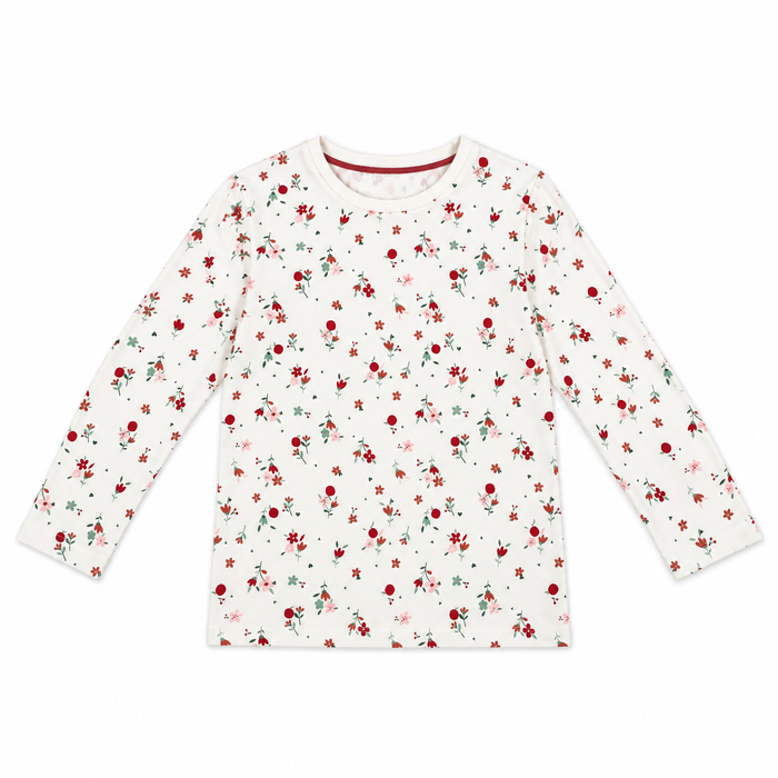 Girl Off-white Floral Printed Full Sleeve T-Shirt