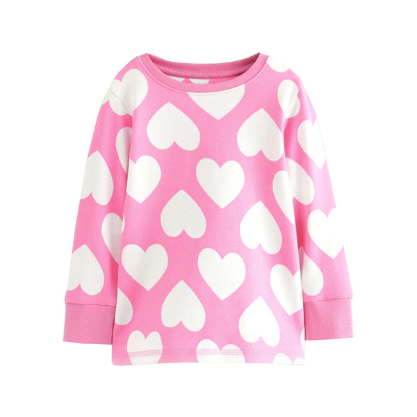 NXT Girl Pink With White Heart Printed Full Sleeves Shirt