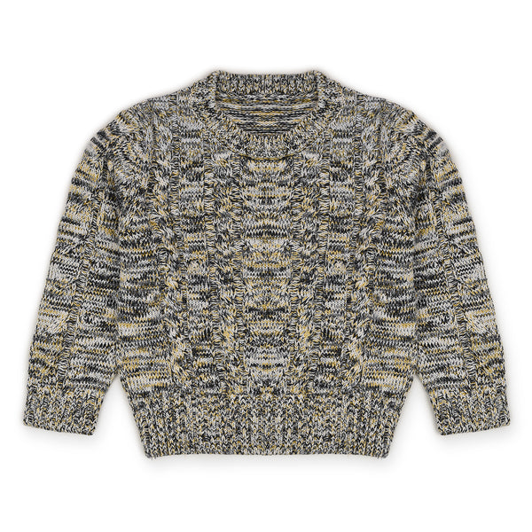 MC Grey With Yellow Shaded Knitted Sweater